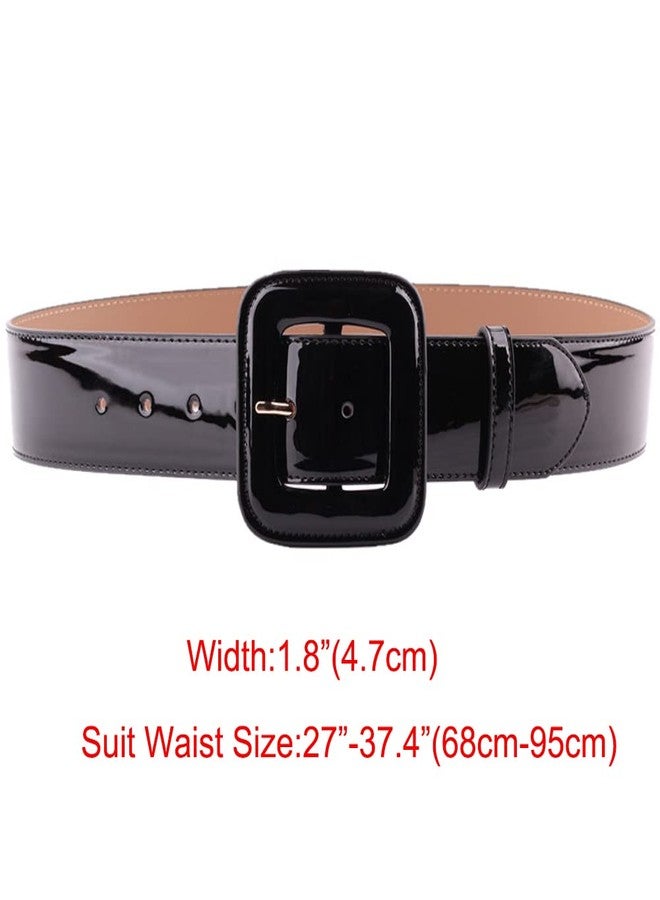 ANNULOYA Lady's Patent Leather Belt Fashion Cinch Women Wide Waist Belts for Dresses with Square Buckle - Image 4